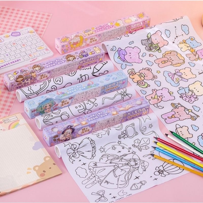 Jual 1 roll!! Kertas mewarnai roll/drawing roll/coloring roll/roll