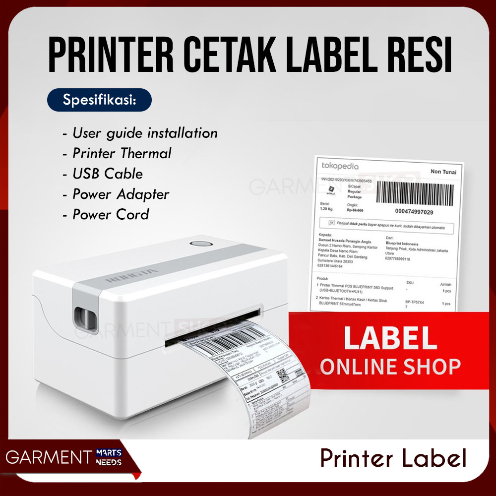 Jual Printer Thermal Label Barcode Pengiriman USB Bluetooth Cetak ...