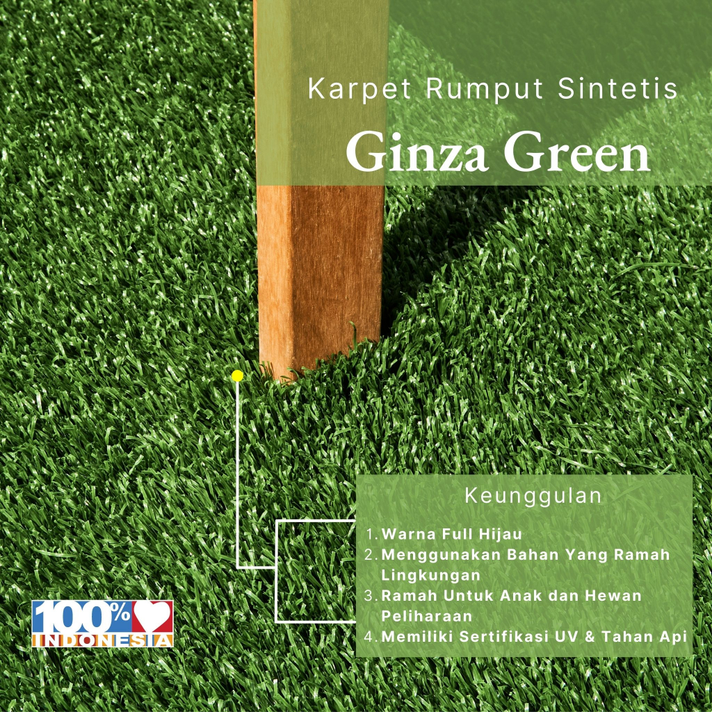 Jual Classic Carpets Rumput Sintetis Ginza Green Ketebalan 20mm 30mm 35 mm Uk 100 x 100 cm