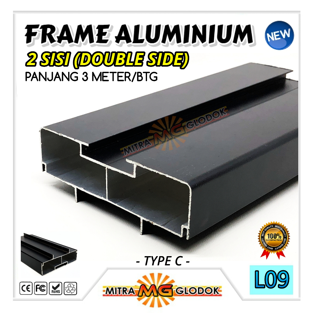 Jual FRAME ALUMUNIUM RUNNING TEXT OUTDOOR INDOOR DUA SISI DOUBLE SIDE ...