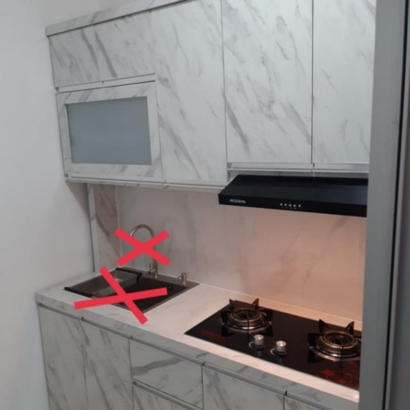 Jual Kitchen set Wastafel Kompor Cooker Hood Rak piring HPL | Shopee ...