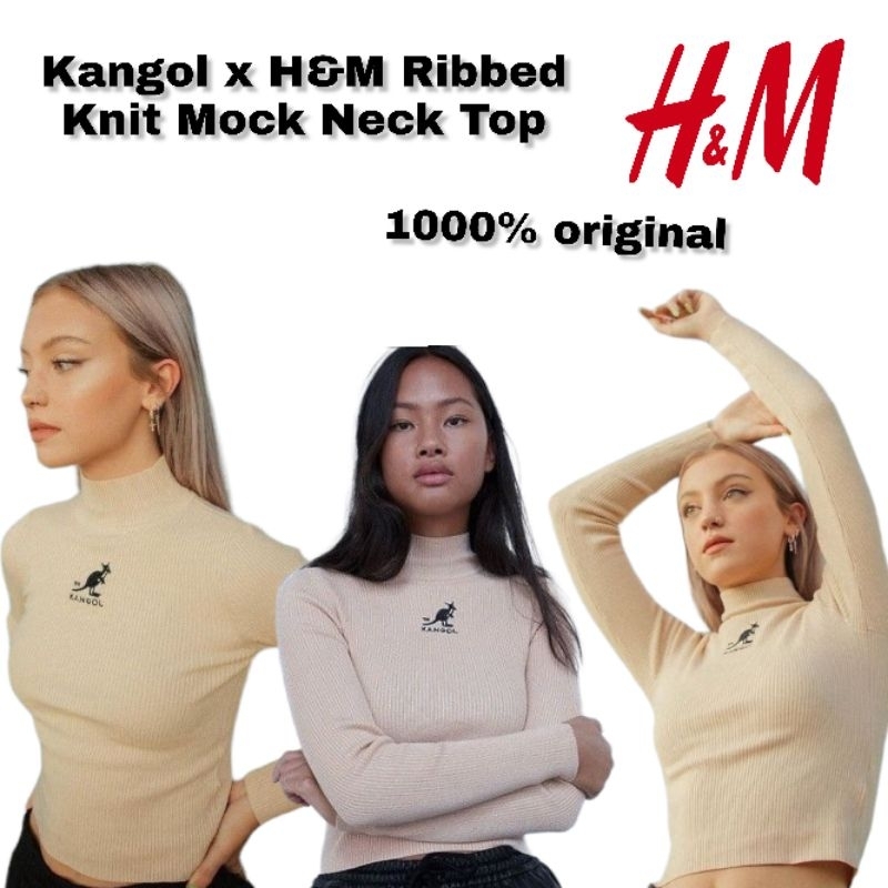 Jual Kangol x H&M Ribbed Knit Mock Neck Top Original 1000 Shopee