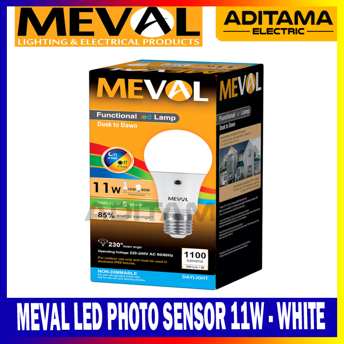 Jual MEVAL LED PHOTO SENSOR 11W/ LAMPU SENSOR CAHAYA MEVAL 11 WATT ...