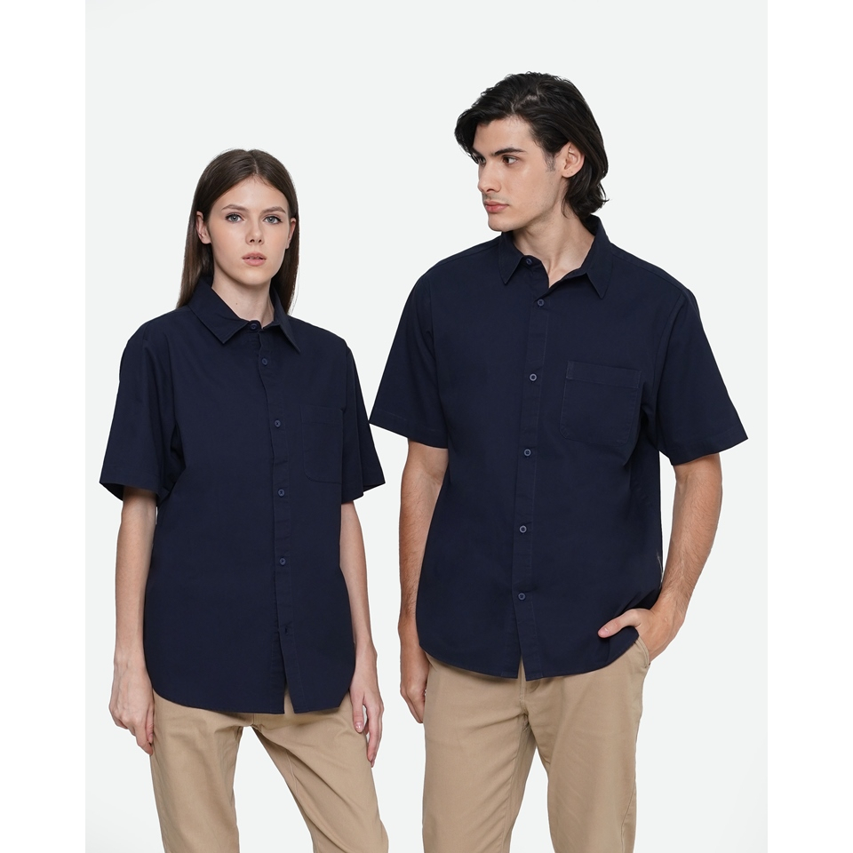 Jual Erigo Kemeja Basic Short Sleeve Floxy Navy Unisex | Shopee Indonesia