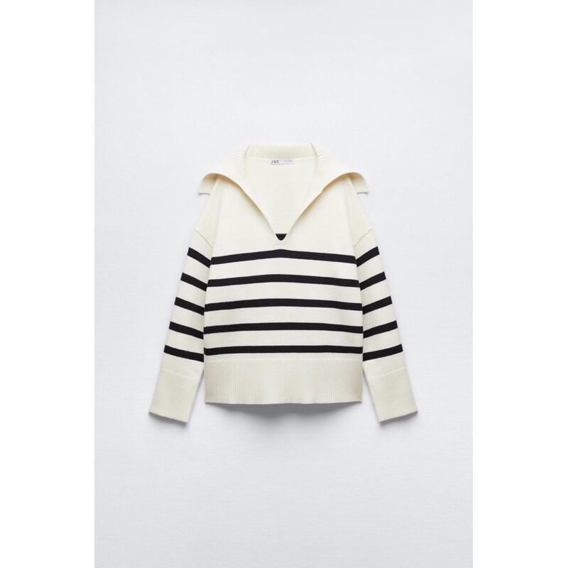 Jual Sweater Knit Z*raa V Neck Striped | Shopee Indonesia