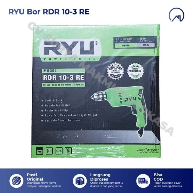 Jual RYU RDR 10-3 RE Mesin Bor Listrik Besi Kayu 10mm 2 Arah Bor Tangan ...