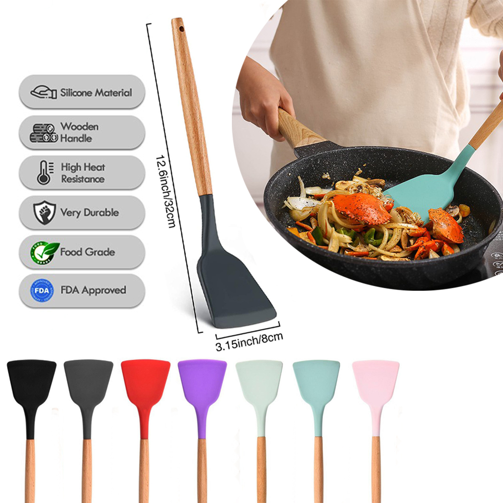 Jual Spatula Silicone Utensil Turner Tahan Panas Anti Gores untuk