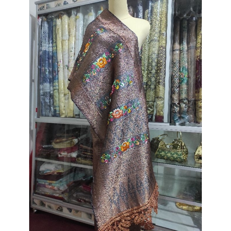Jual songket pandai songket motif banyak, selendang di suji cayia koto ...