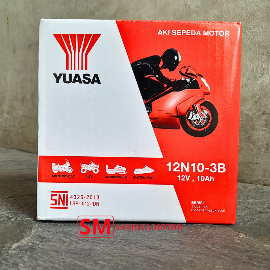 Jual AKI YUASA 12N10-3B / 12v, 10ah Termurah AKI MOTOR VESPA, SUZUKI