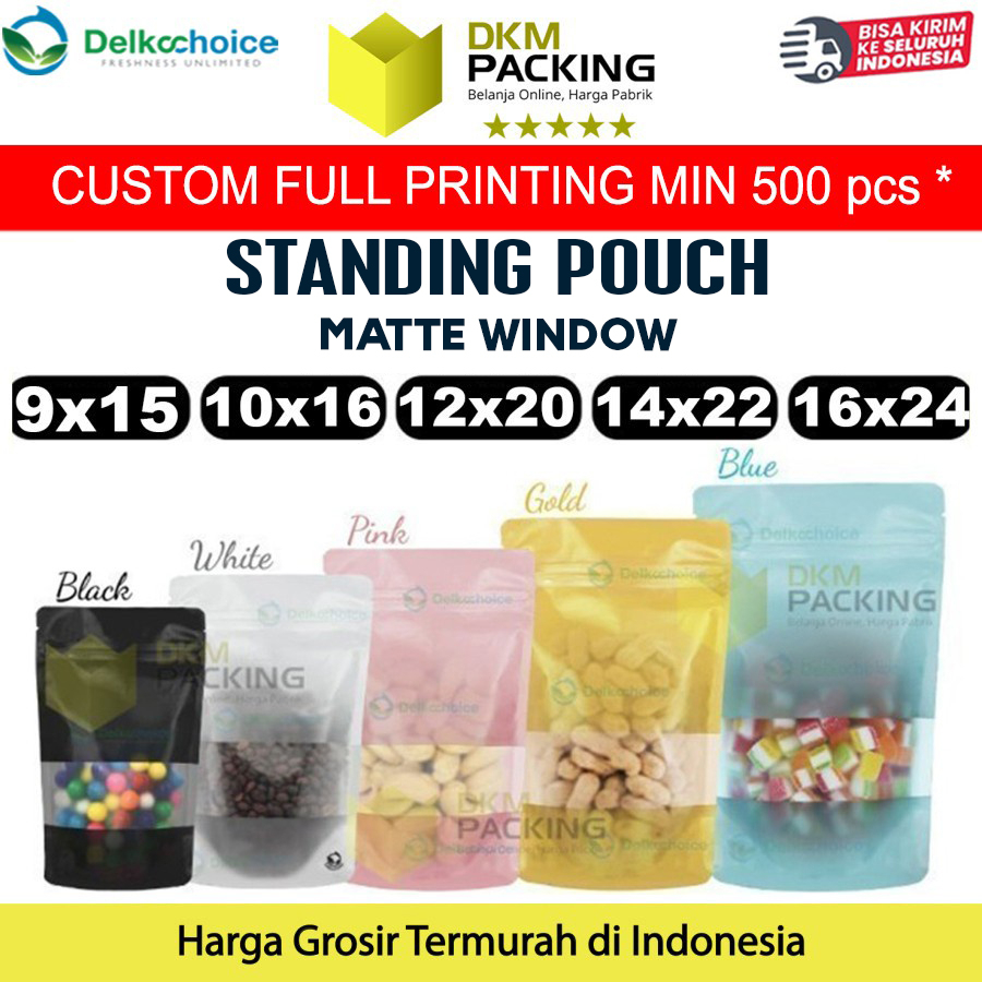 Standing Pouch MATTE WINDOW VARIAN Plastik Klip Kemasan Makanan Sealer  Makanan Delkochoice