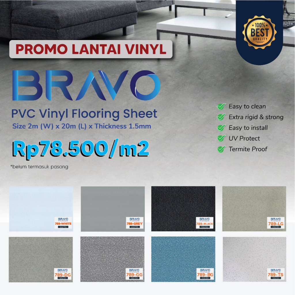 Jual Vinyl Lantai Polos Warna Putih / Vinyl Lantai Meteran / Vinyl