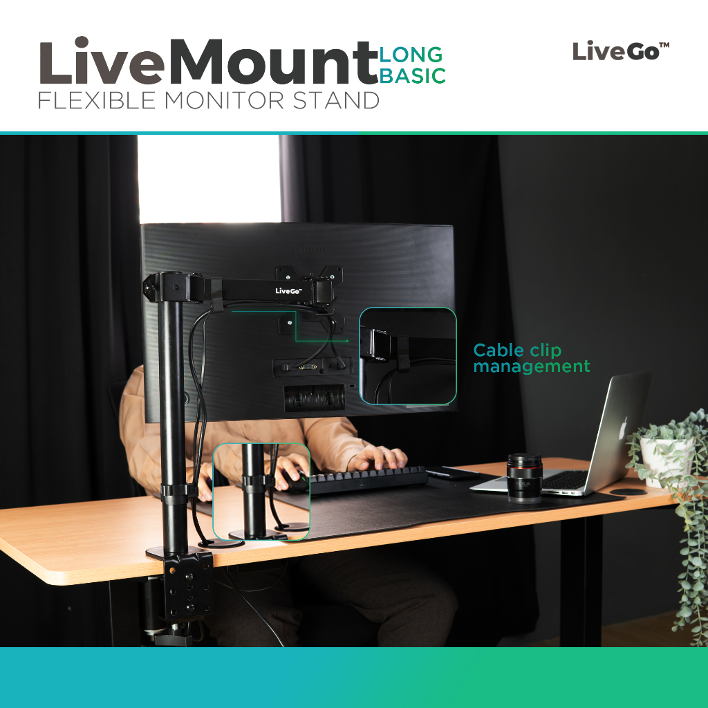 Jual LiveMount Long Basic Bracket Monitor TV Desk Mount Breket Braket ...