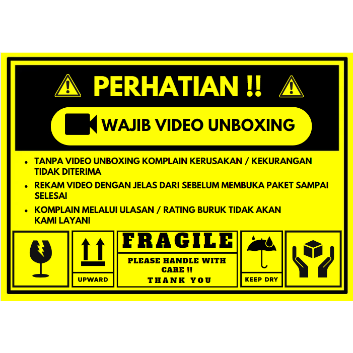 Jual Sticker Fragile   Stiker Unboxing Jangan Dibanting 