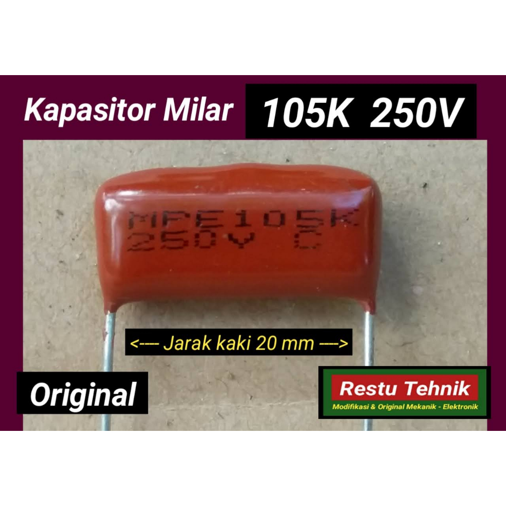Jual 105K 250V Capasitor Milar Original. | Shopee Indonesia