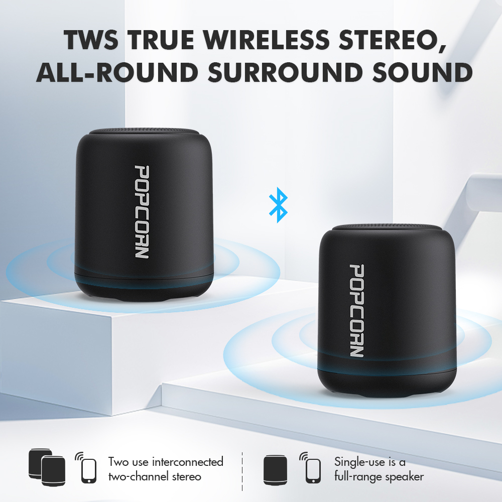 Jual POPCORN Portable Speaker Bluetooth 5.1 Stereo Speaker BuiltIn