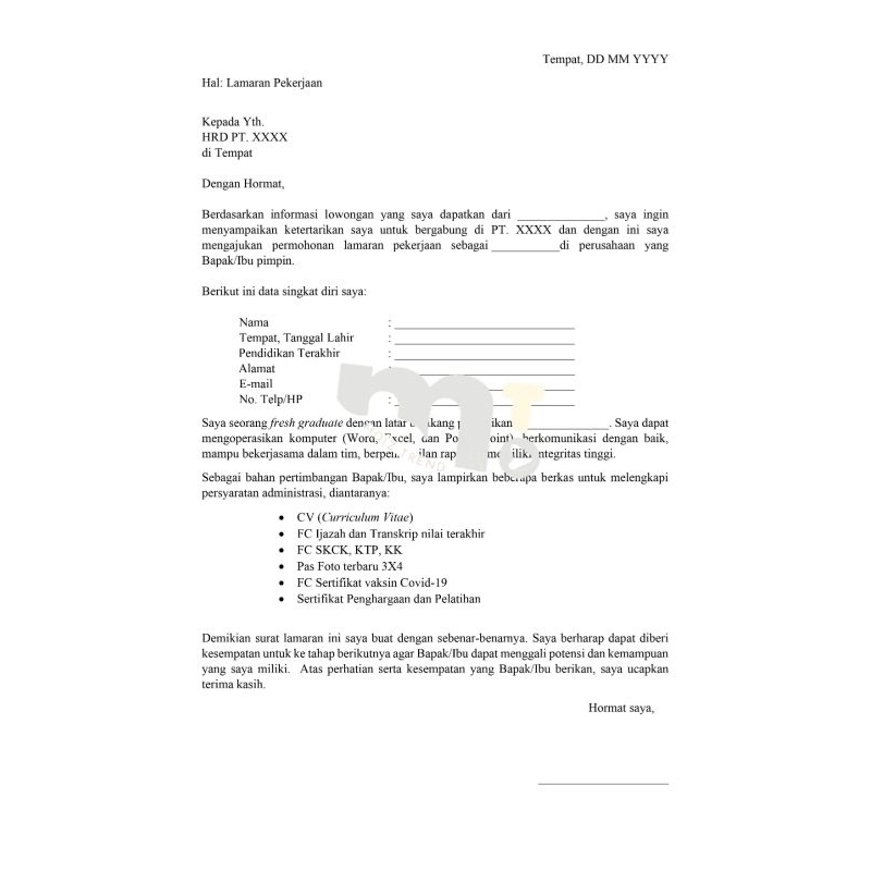 Jual Surat Lamaran Kerja | Shopee Indonesia