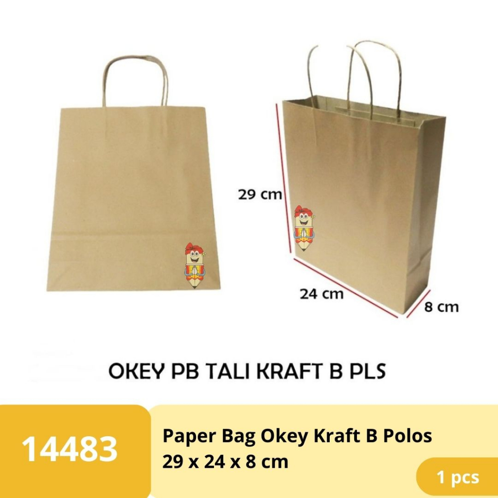 Jual Paper Bag Okey Kraft B Polos Tali Tas | Shopee Indonesia