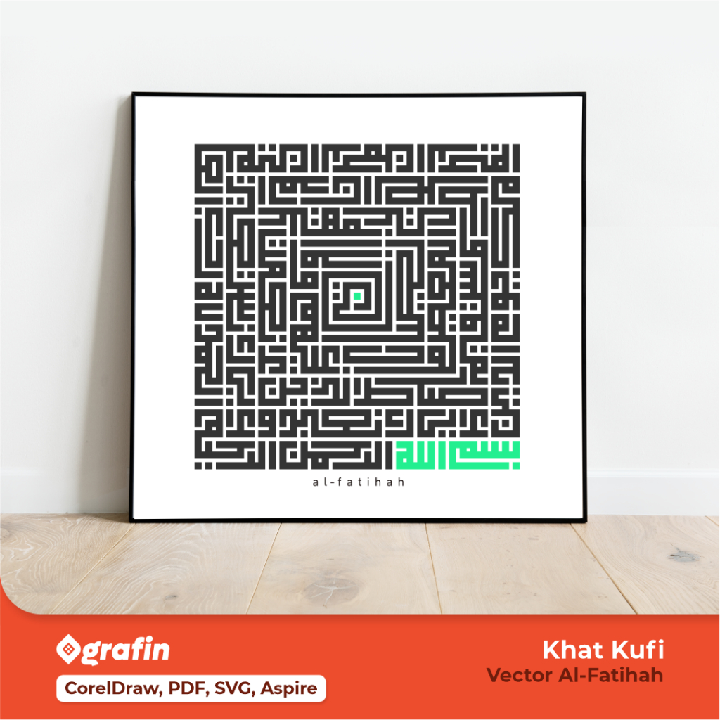 Jual Desain Vector Kaligrafi Khat Kufi Al-Fatihah | Shopee Indonesia