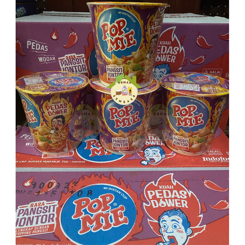 Jual Pop Mie Kuah Pedas Dower Pangsit Jontor 75 G Mie Instant Cup