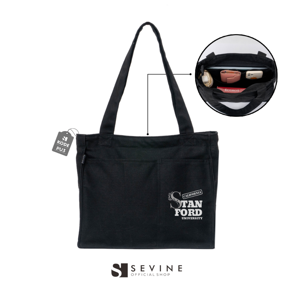 Jual Sevine Totebag Kanvas Rebecca Tas Wanita Tote Bag Top Universitas Kuliah Sekolah Sekat ...