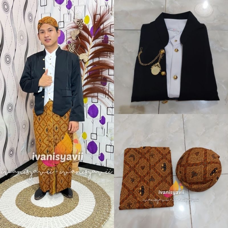 Jual [1set] Baju Adat Jawa / Beskap, Jarik + Blangkon | Hewes Polos