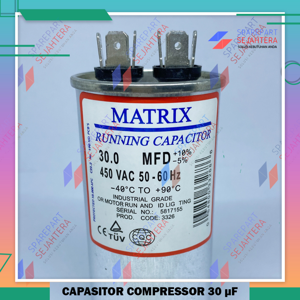 Jual KAPASITOR CAPASITOR AC MESIN KOMPRESOR COMPRESOR 30 UF MATRIX ...