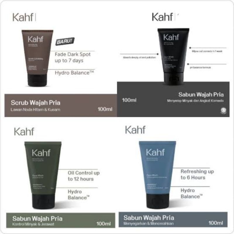 Jual KAHF Man Face Wash Scrub Gentle Wash 100 Ml Sabun Cuci Muka Pria