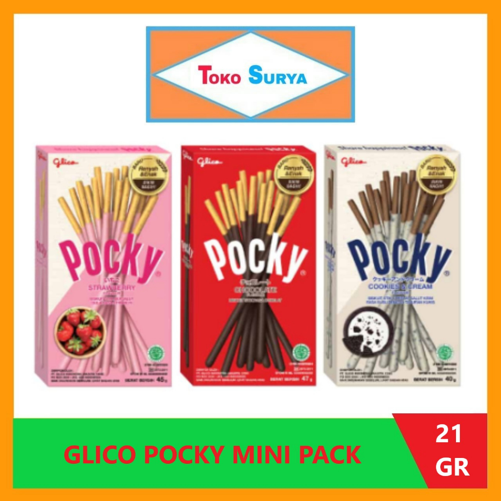 Jual Glico Pocky Mini Pack Cokelat/Strawberry/Cookies&Cream 21 Gr (Pcs ...