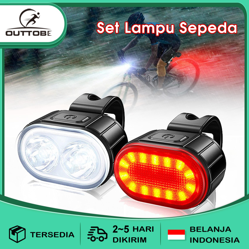 Jual Outtobe 2 Buah Set Lampu Sepeda Lampu Belakang Sepeda Lampu Depan ...