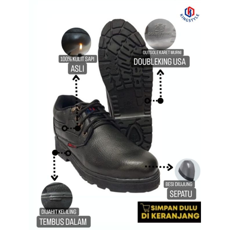 Jual KINGSTYLE Sepatu Sefty Pria Ujung Besi Ori I Pilihan Sepatu Low