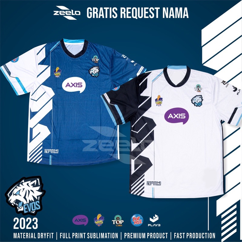 Jual Jersey Baju gaming kaos Evos Home Away S10 & S11 Mobile legends terbaru 2022 2023 Free 
