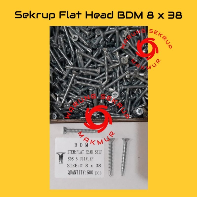 Jual Sekrup Roofing Sds Fh X Bdm Skrup Flat Head Cm Pcs Shopee Indonesia