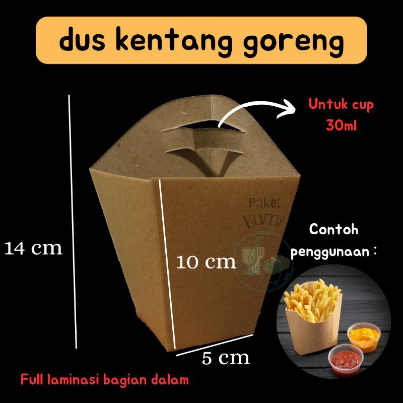 Jual Kantong Kertas Kentang Goreng Dus Fries Box Dus Kentang Goreng French Fries Dus Kraft