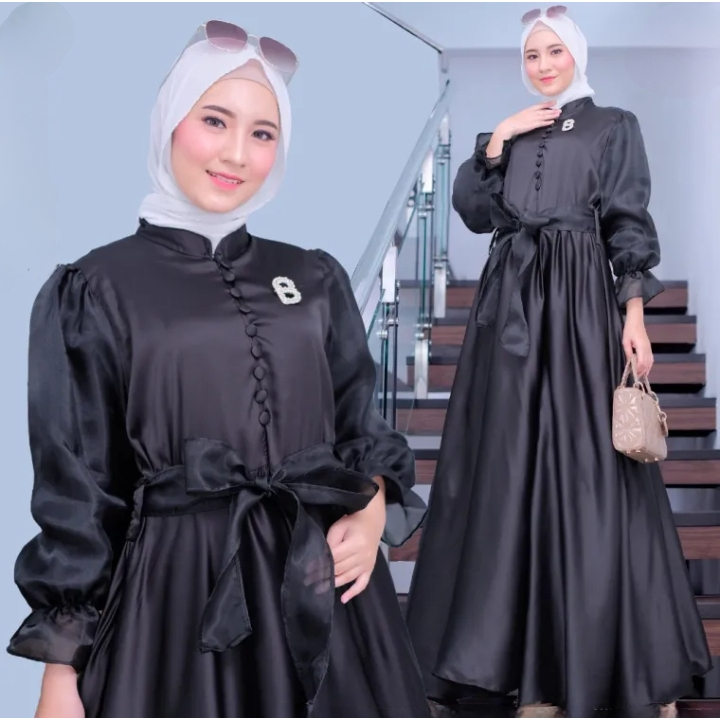 Jual Gamis putih kekinian 2024 Baju gamis lebaran DANIAR DRESS bahan
