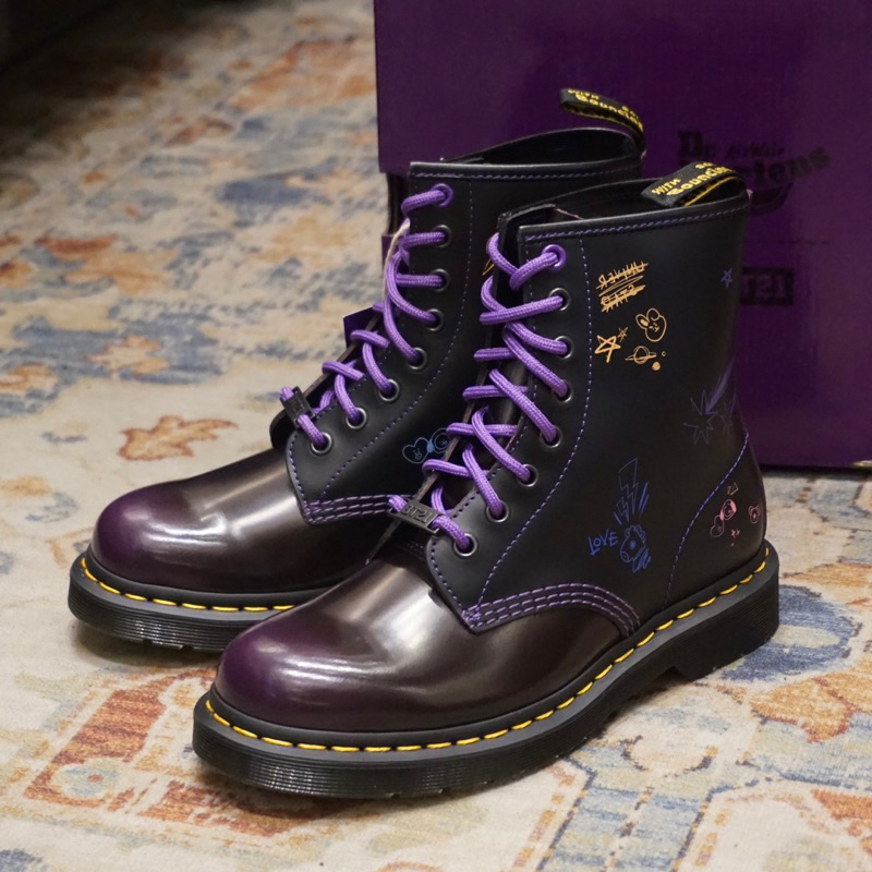 Jual DR. MARTENS 1460 BT21 PURPLE BLACK BTS ARMY 8 EYE UNISEX ORIGINAL BNIB Shopee Indonesia