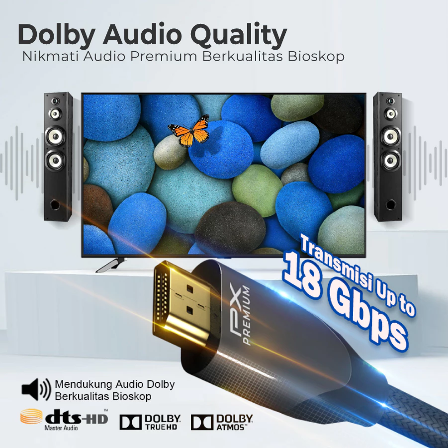 4K Premium High Speed Kabel HDMI dengan Ethernet PX HD2-3MX Full HD 3D 4K HDMI 2.0