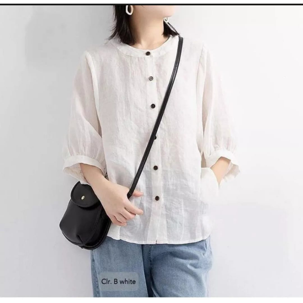 Jual BLOUSE WANITA LINEN PREMIUM/BLOUSE LEHER SHANGHAI JUMBO Shopee