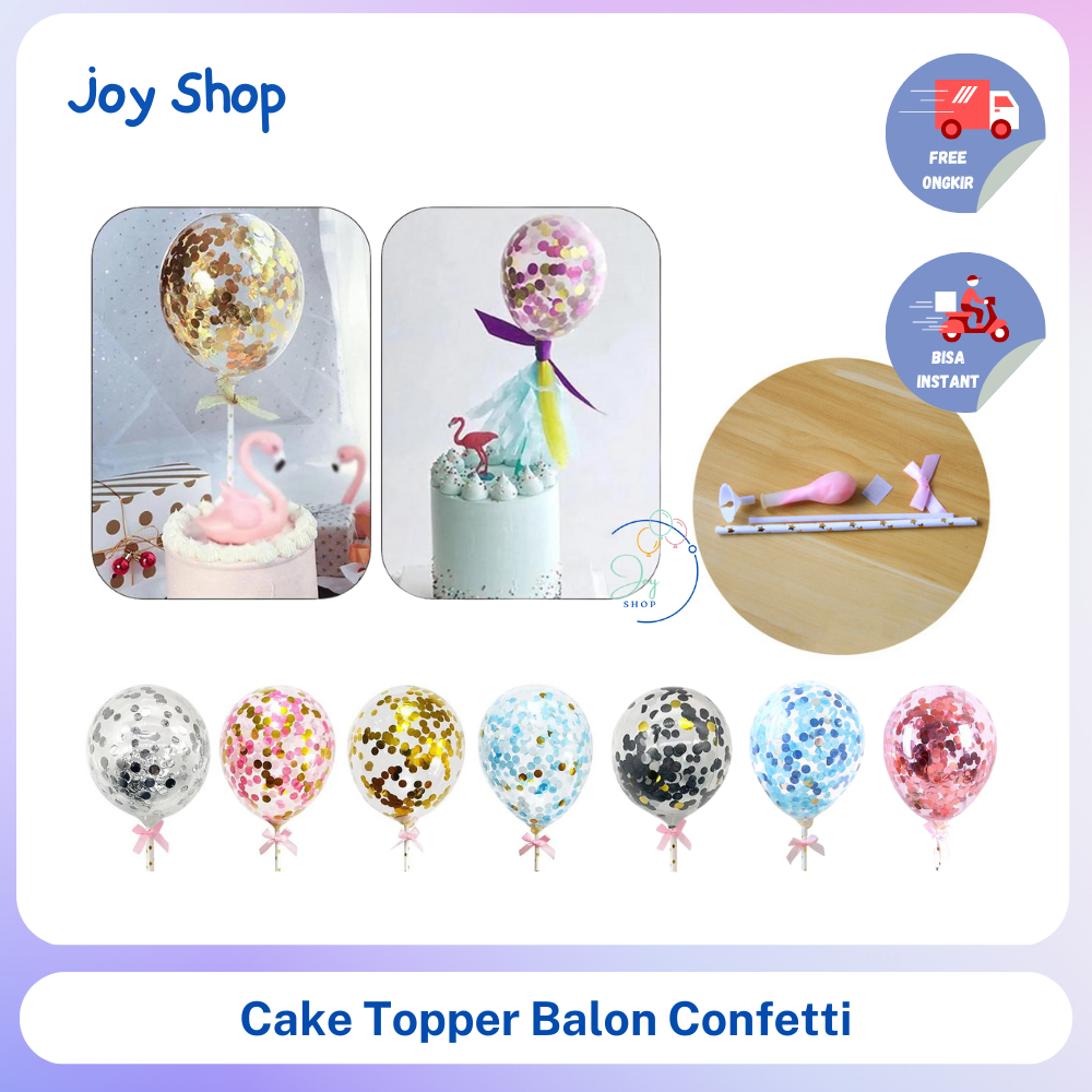 Jual Cake Topper Kue Ultah bentuk Balon Confetti / Hiasan Kue Ulang ...