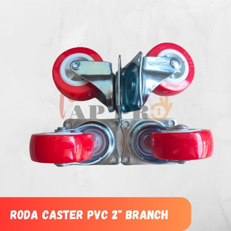 Jual RODA CASTER PVC 50MM (HIDUP) MERAH BRANCH.RODA KOPER.RODA TROLI ...