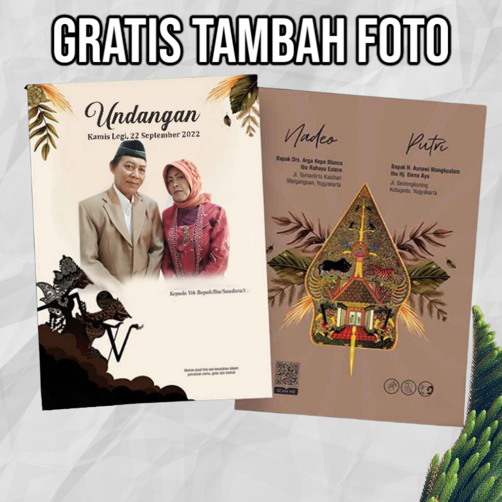 Jual Undangan Pernikahan Tema Jawa Lipat 3 Undangan Wayang Undangan Orang Tua Undangan