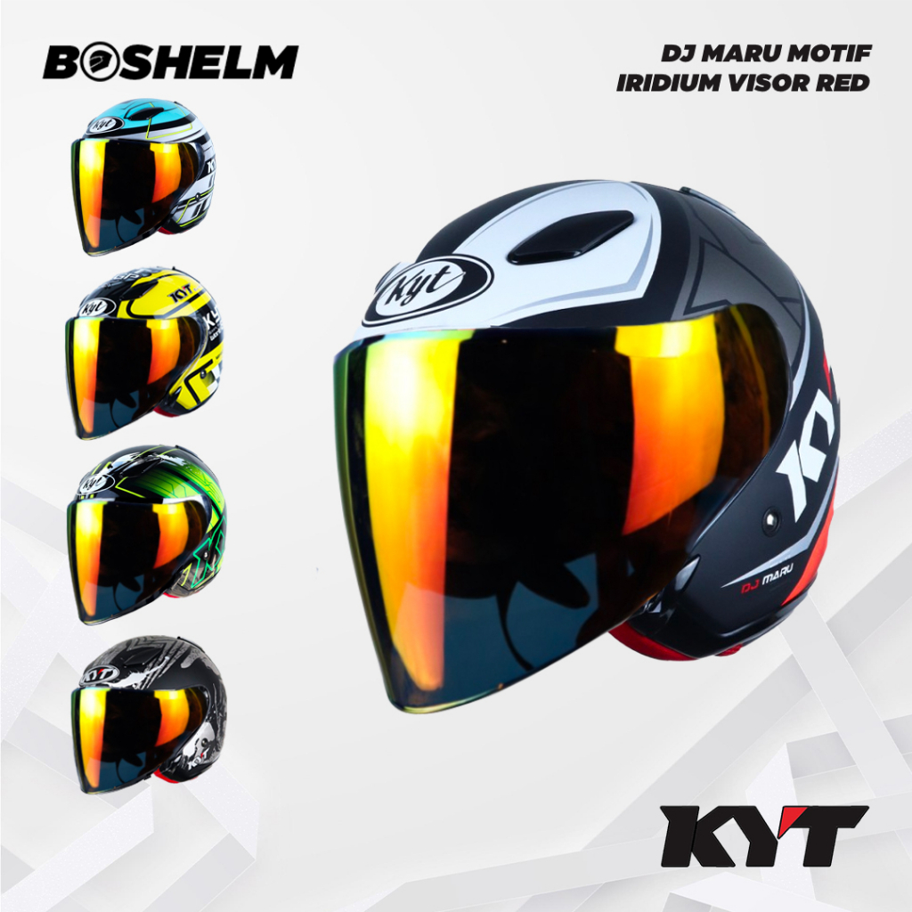 Jual Boshelm Helm Kyt Dj Maru Motif Iridium Visor Norisk Red Half Face