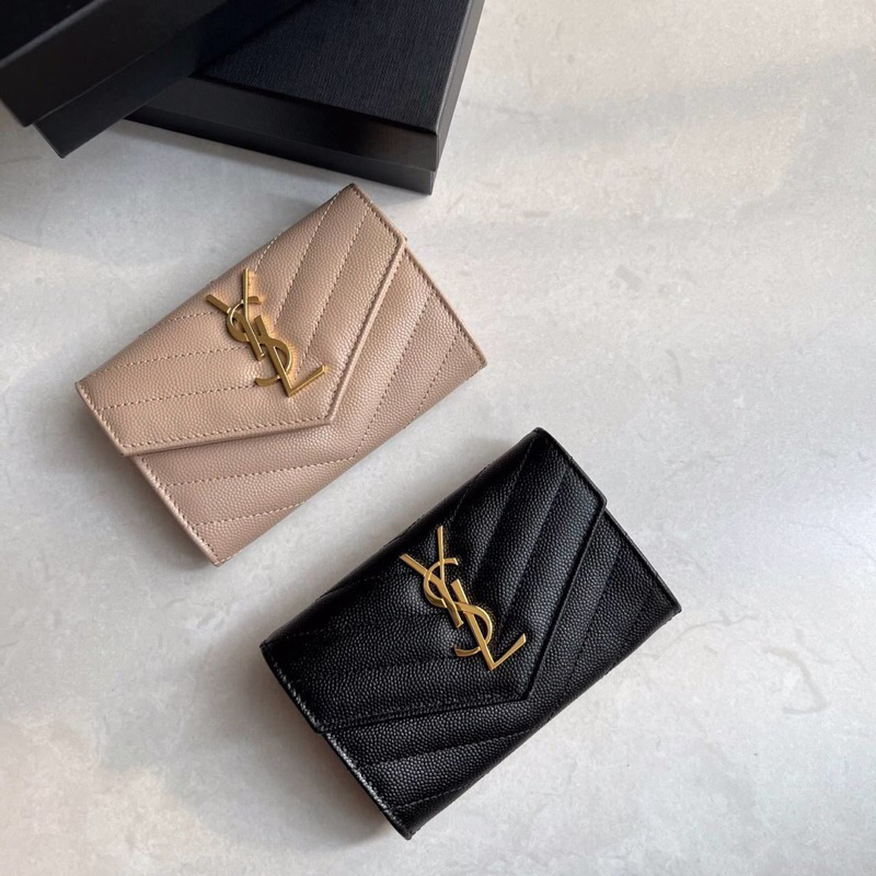 Unboxing YSL Saint Laurent Bi-fold Wallet in Fuchsia Grain de Poudre