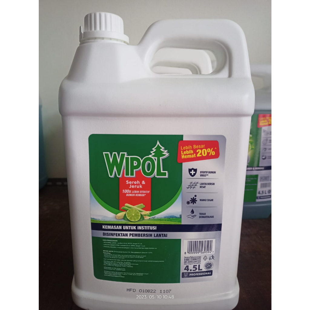 Jual Wipol Professional Pembersih Lantai Sereh Jeruk 4.5 L Galon ...