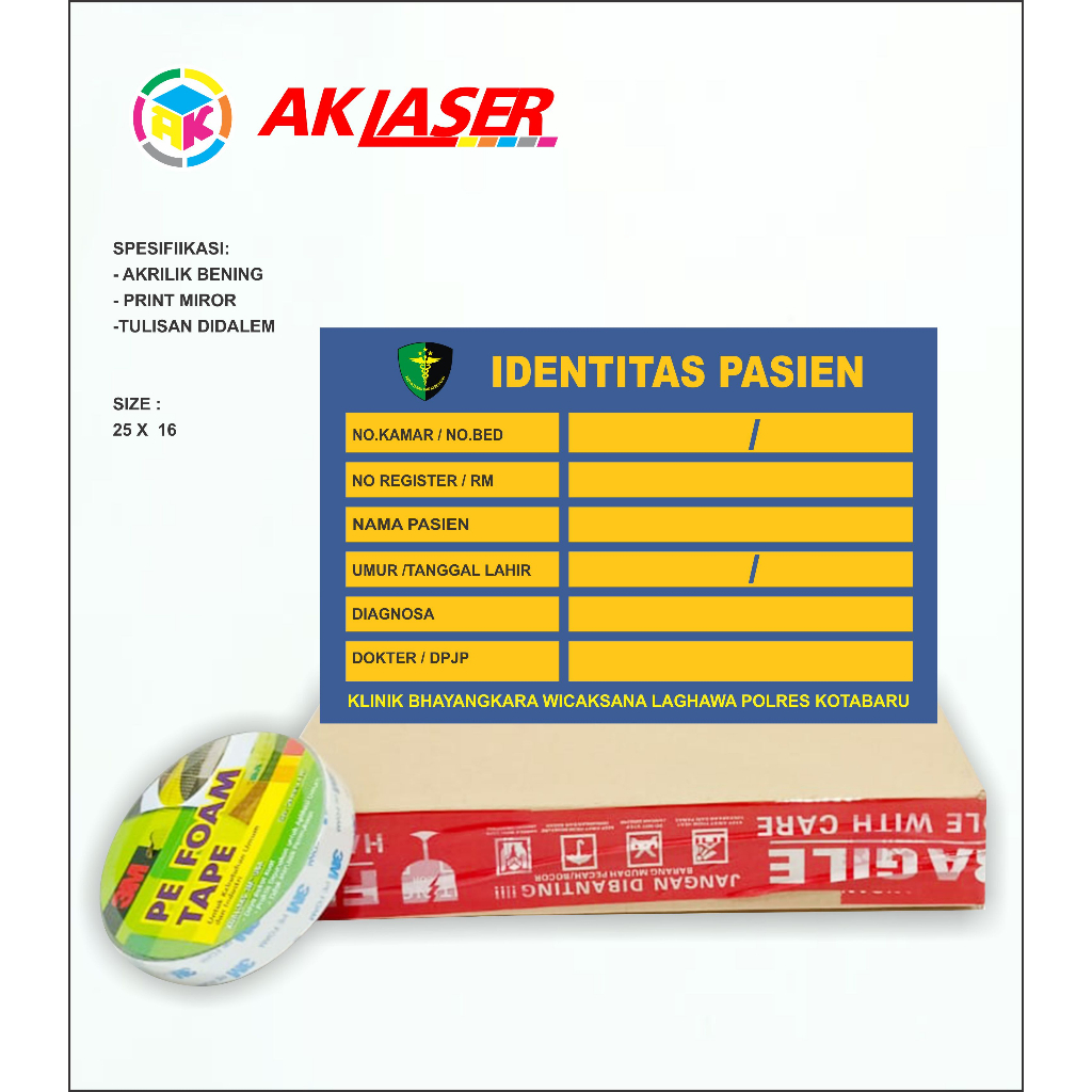 Jual Akrilik Sign ustom Identitas Pasien Acrylic Signage Sticker ...