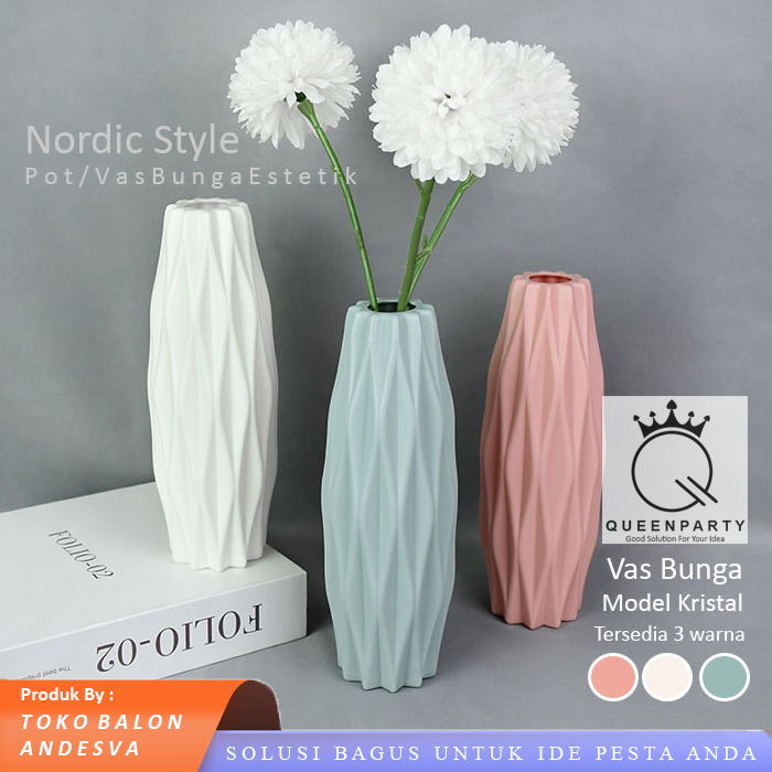 Jual Vas Bunga Plastik Kristal / Pot Bunga Estetik / Hiasan Dekorasi