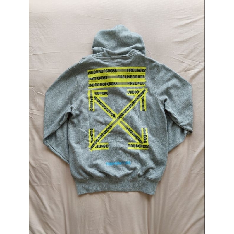 Off white fire line do not cross on sale hoodie