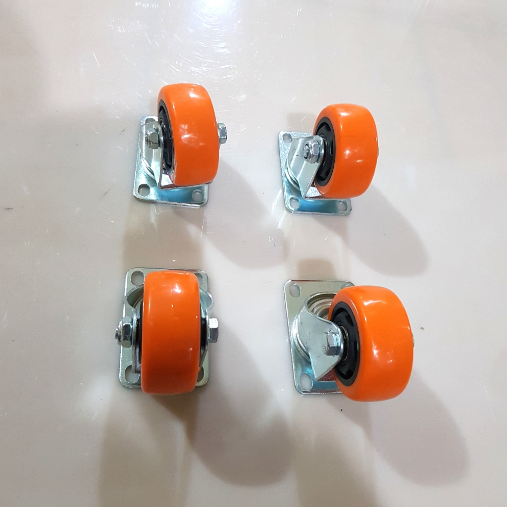 Jual Roda PVC oren taiwan 3 inch (2rem+Hidup 2 hidup) | Shopee Indonesia