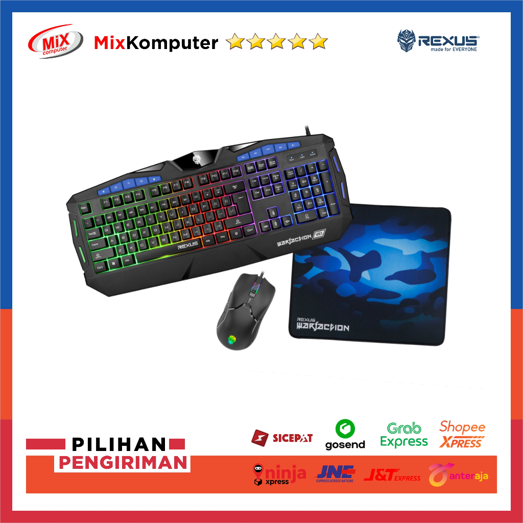 Jual Keyboard Mouse Rexus Warfraction VR1 Gaming USB Combo Set | Shopee ...