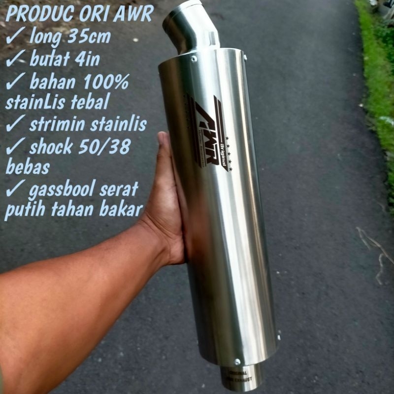Jual promo knalpot racing original big folume bulat 4in long 35cm shock ...
