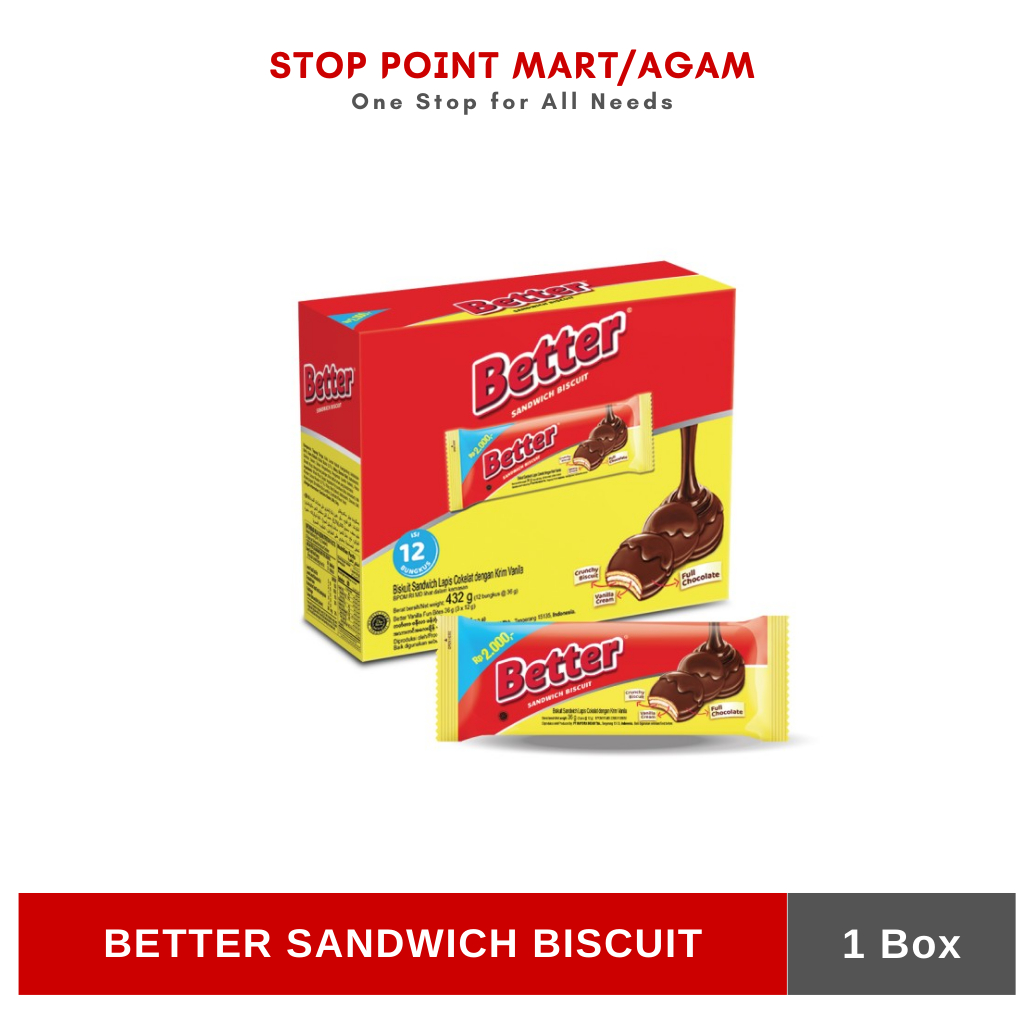 Jual Better Chocolate Sandwich Biscuit 12x36g (BOX) Shopee Indonesia
